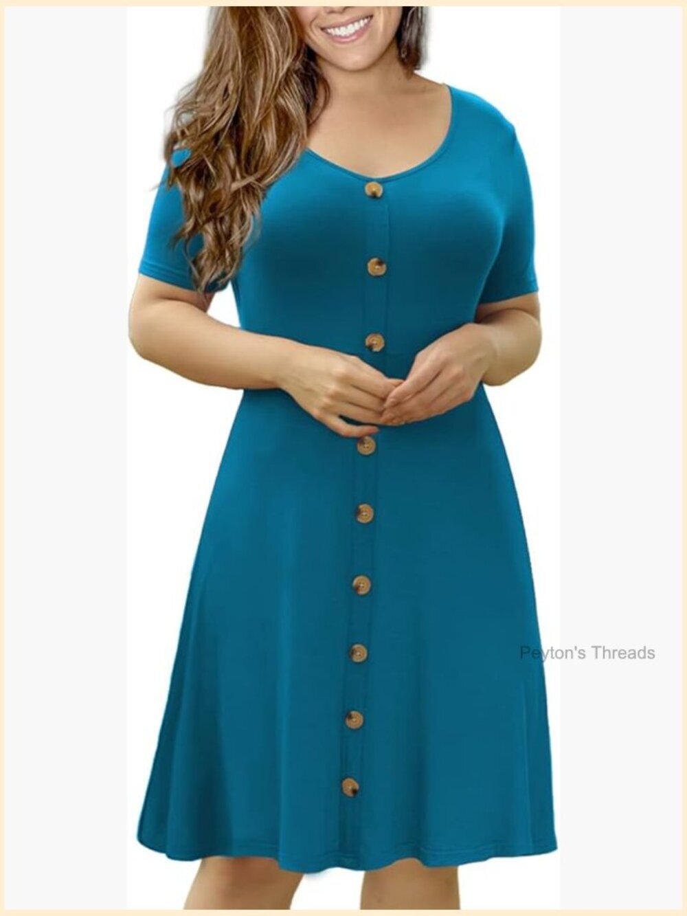 Plus Size Short Sleeve Button Down Dress - Soft Stretchy Rayon Spandex